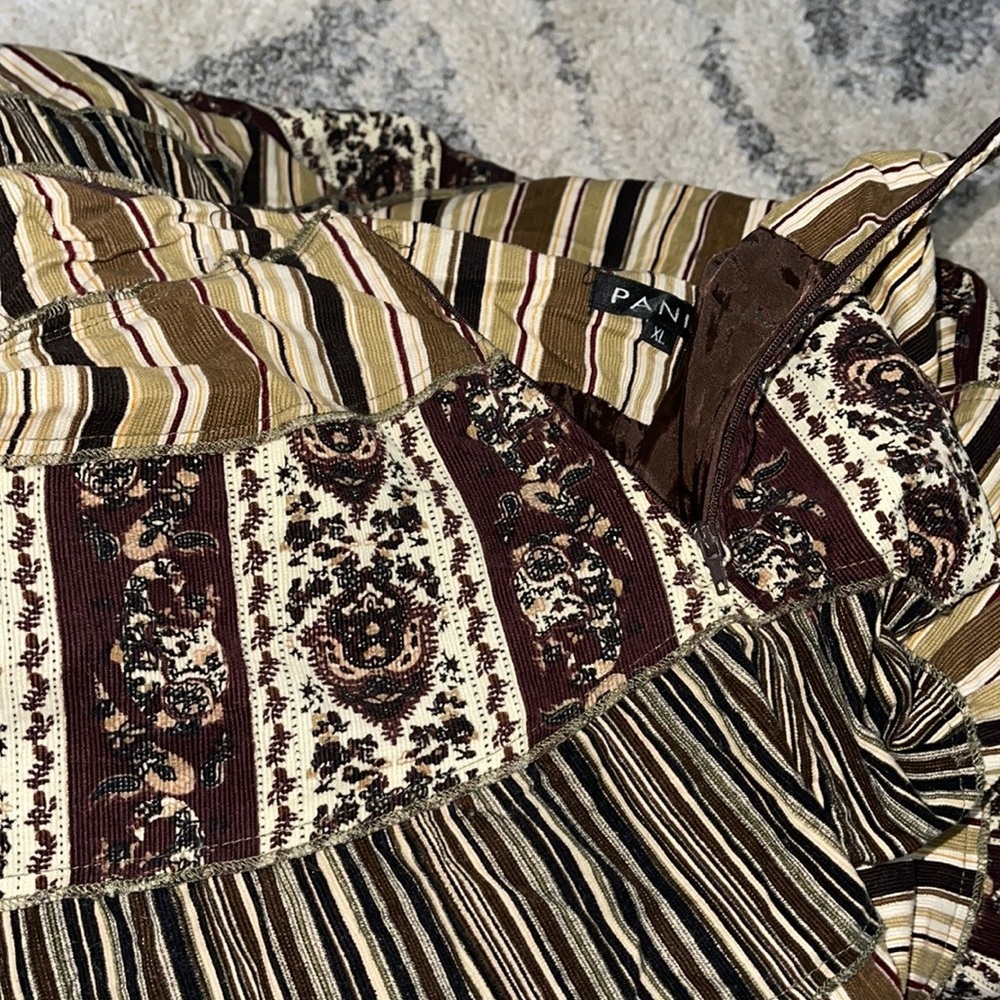 Paniz beautiful Boho paisley Stripe Tiered MIDI Skirt With Tule Hem - Picture 9 of 9